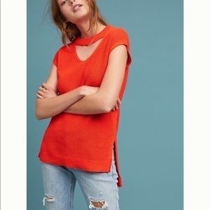 Anthropologie Loren sweater tee in bright orange